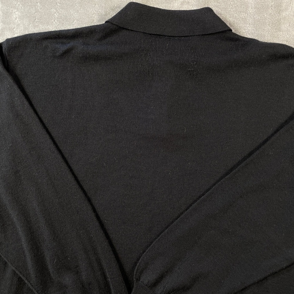 Fiji Sweater Polo Mens XL Black Long Sleeve Italy Knit Collared Office Preppy - Picture 7 of 9